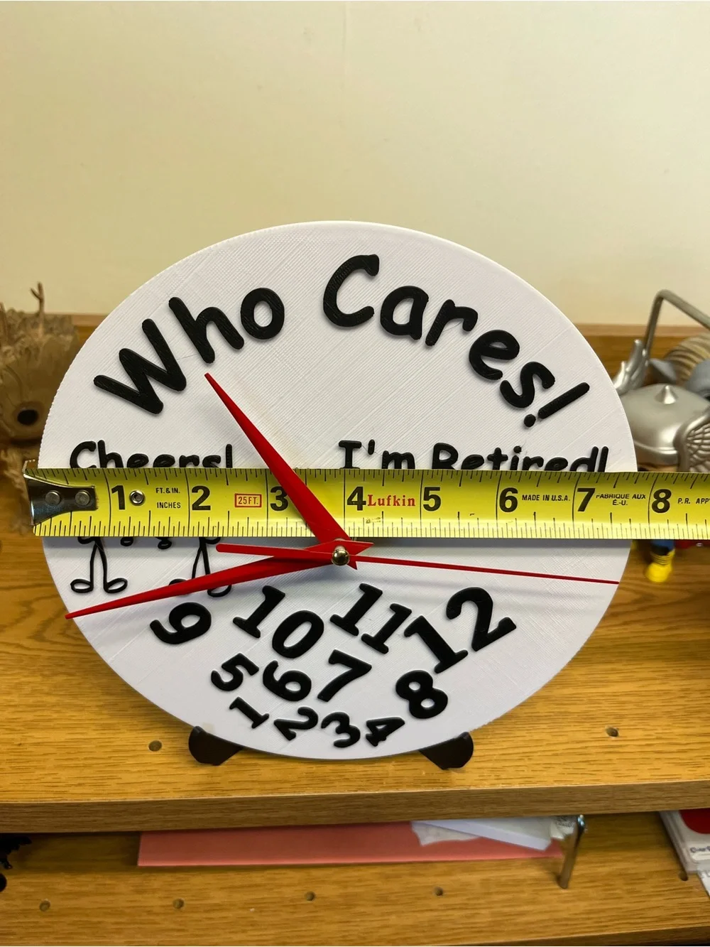 Who Cares! Cheers! I'm Retired! White Decorative Wall Clock